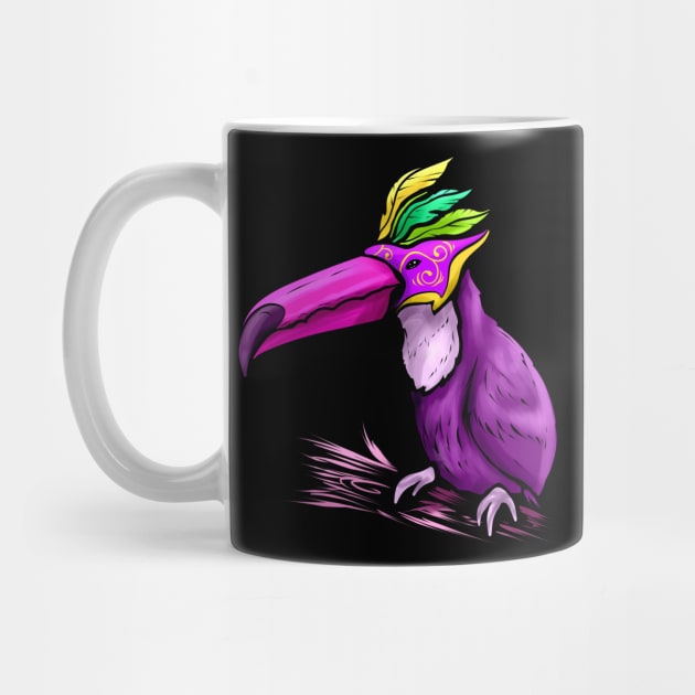 Purple Tucan With Mask For Mardi Gras by SinBle